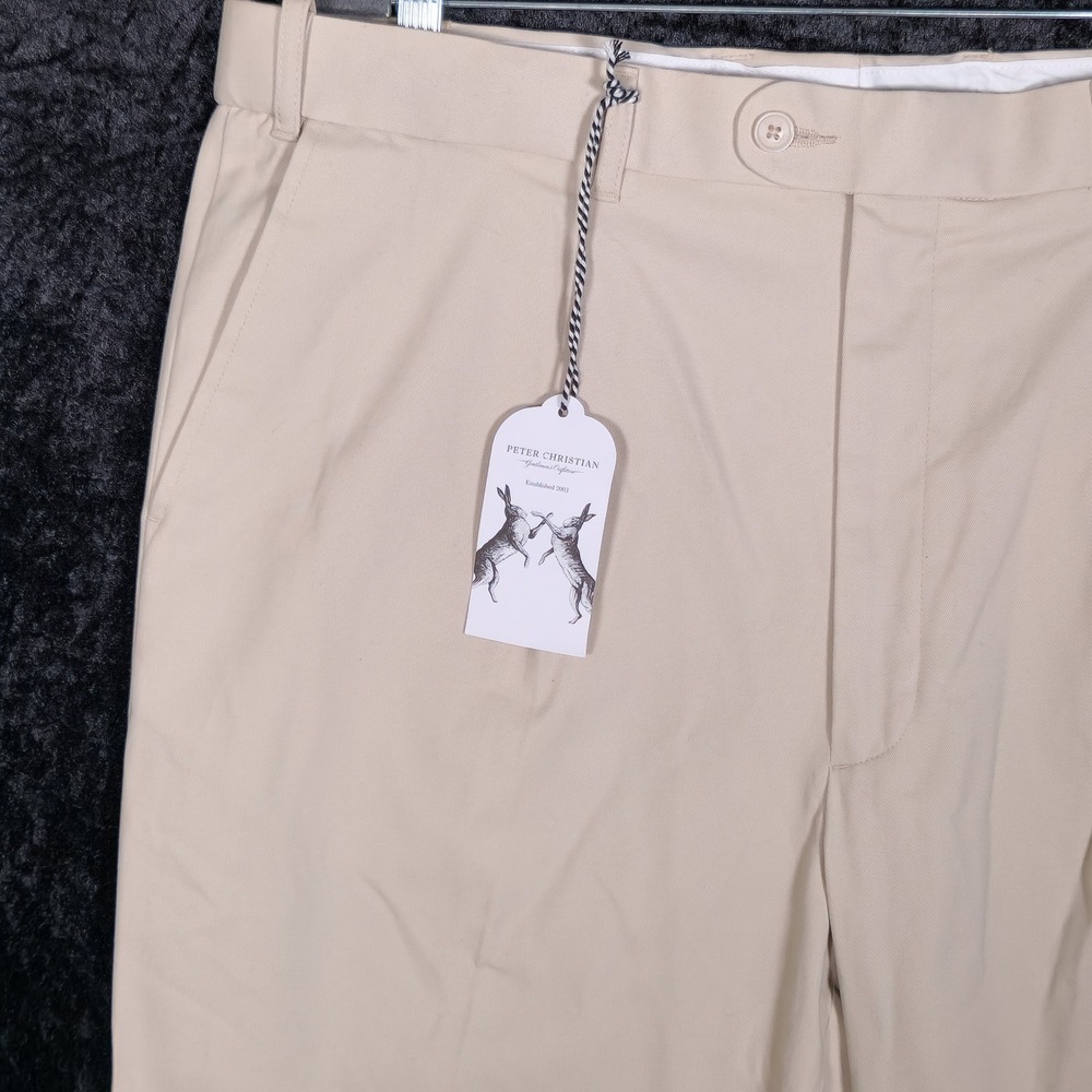 Peter Christian Mens Pleated Khaki Chino Pants Tan 100% Cotton 40x27 MT06